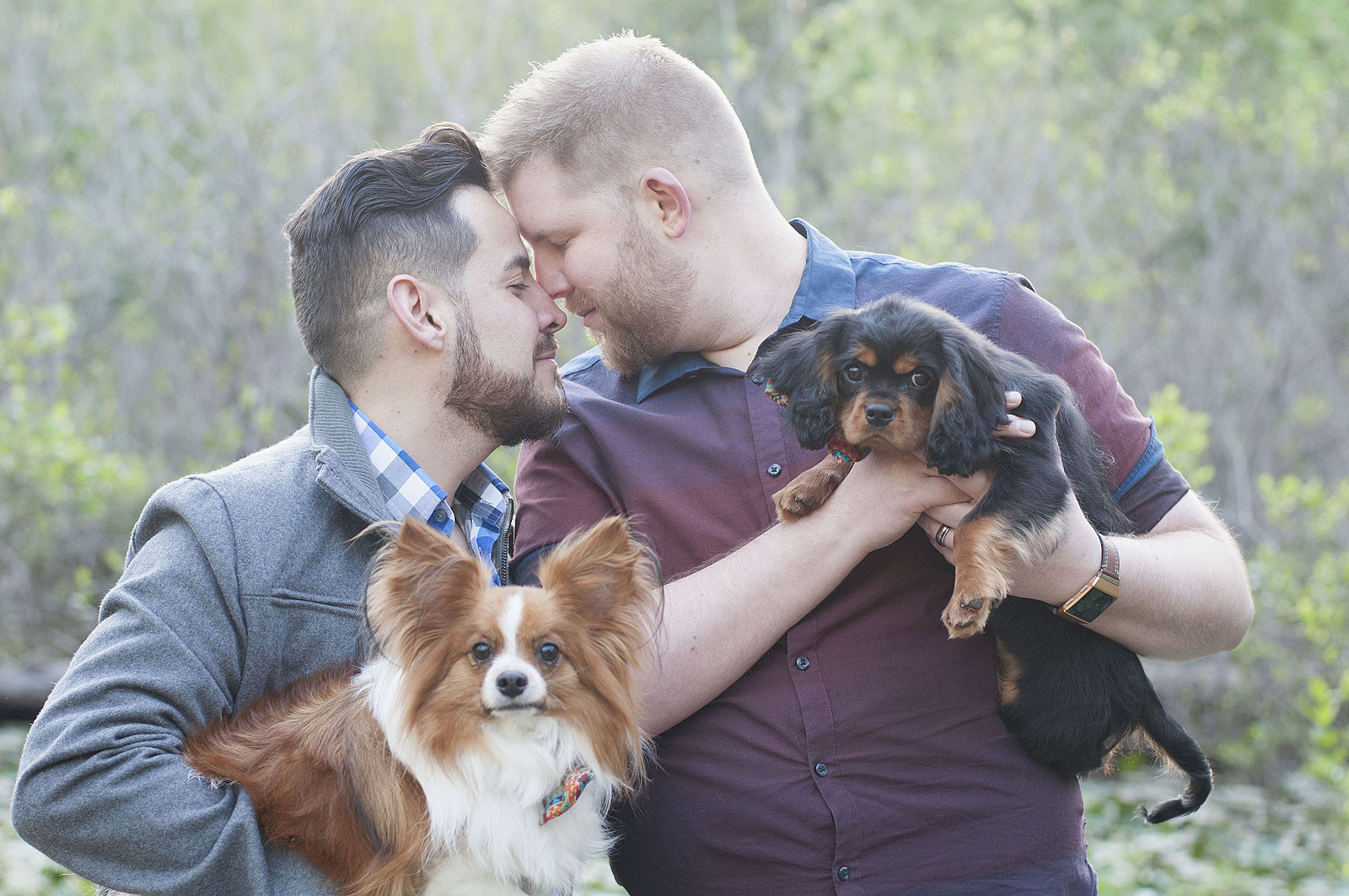 houston lgbtq engagement portraits with dogs